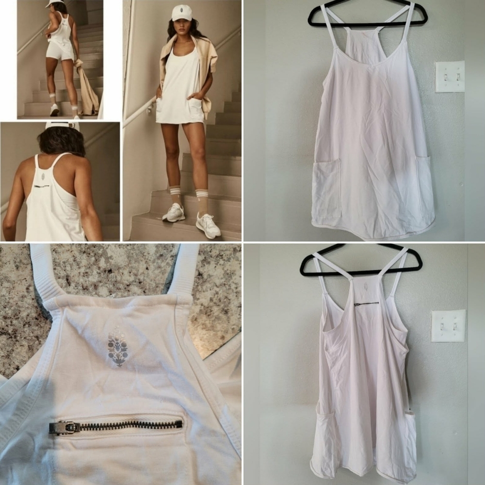 NWOT FP Movement Hot Shot Mini Dress W/ Short Racerback White (M)